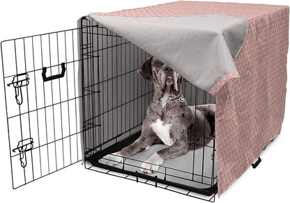 Lunarable Damask Dog Crate Cover, Victorian Ornate Feminine Pattern Old Fashioned Repeated Curly Floral Leaves, Easy to Use Pet Kennel Cover for Medium Large Dogs, 48 Inch, Beige Rose