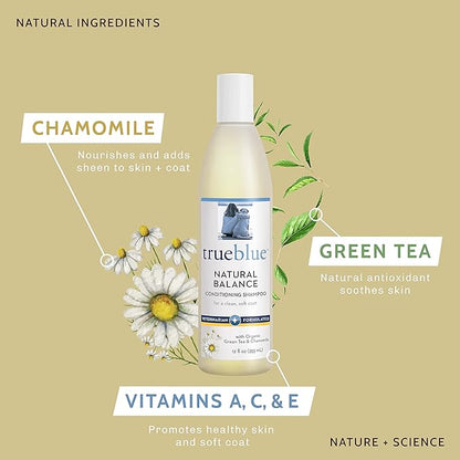 TrueBlue Natural Balance Conditioning Dog Shampoo with Green Tea & Chamomile - Cleansing Wash, Deodorizing, Moisturizing – Toxin Free, Natural Botanical Blend – Tearless Cleaner – 12 Fl. Oz.