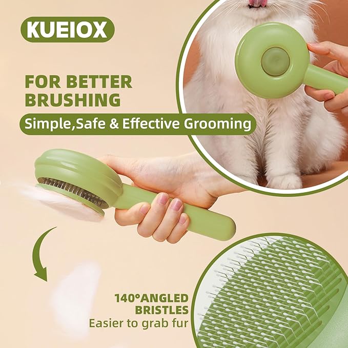 Dog Grooming Brush Set, 7 PCS Dog Slicker Deshedding Hair Brushes for Short Long Haired Dogs Cats, Dog Scrubber Shower Wash Brush, Dematting Comb, Scissor, Green