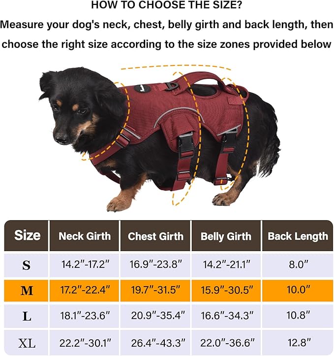 Petmolico Escape Proof Dog Harness Vest, Adjustable No Pull Vest Reflective Dog Harness Vest for Large Dogs(Red,Medium)