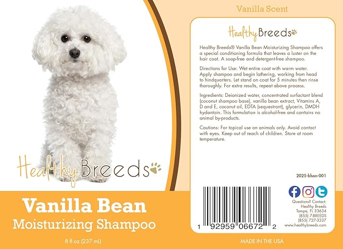Healthy Breeds Bichon Frise Vanilla Bean Moisturizing Shampoo 8 oz