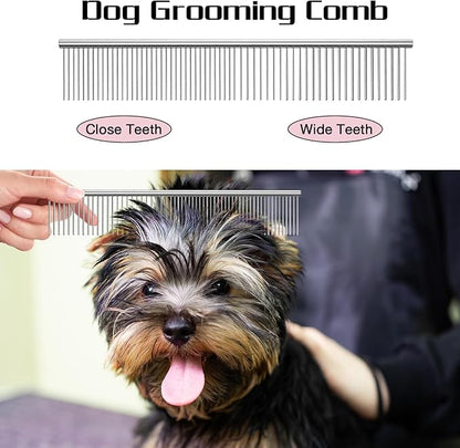 Professional Dog Grooming Scissors Set, 4 in 1 Dog Grooming Scissors Kit, Curved Dog Scissors Pet Thinning Shears, Pink