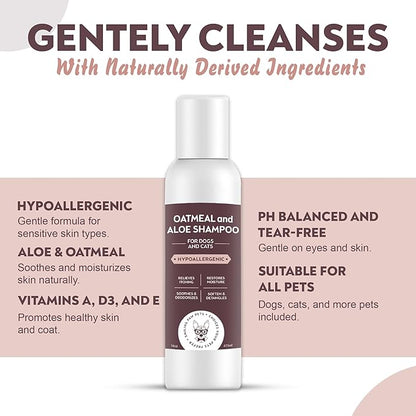 Smiling Paws Pets Oatmeal & Aloe Pet Shampoo with Pet Brush, 16oz, Fresh & Clean Scent