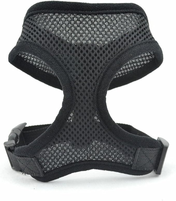 Pet Puppy Dog Cat No Pull Tug Collar Harness Safe Control Easy Soft Mesh Nylon Adjustable Vest Walking Harness (Small, Black)