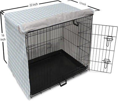 Lunarable Plaid Dog Crate Cover, Geometrical Striped Old Fashioned Pattern Pastel Colors Country, Easy to Use Pet Kennel Cover for Small Dogs Puppies Kittens, 22 Inch, Pale Blue Yellow White