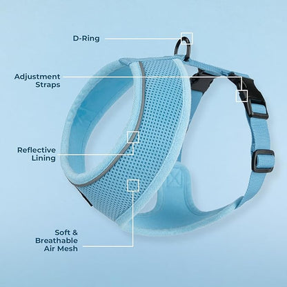 Voyager Aerolite No Pull Mesh Dog Harness with Lightweight, Soft, Breathable, Reflective Stitching, and Adjustable Straps for Walking, Running, Training, Heavy Duty and Durable - Baby Blue, L