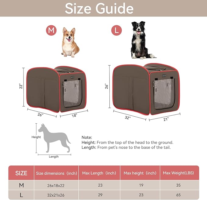 Petsfit Pop Up Dog Crate, Portable Dog Crates for Medium Dogs，Lightweight&Collapsible Pet Cage Cat Kennel, Included Soft Mat and Carrying Case，Red，Medium