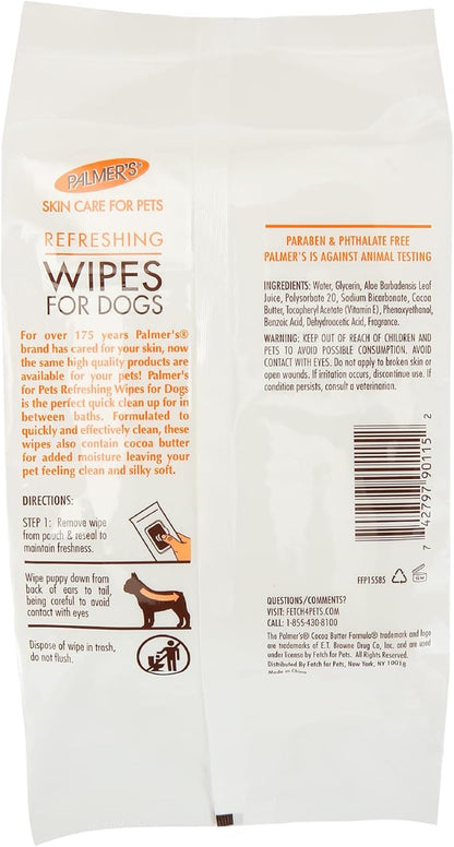Palmer's for Pets Coconut Oil Refreshing Wipes for Puppies - Palmers Puppy Wipe for Gentle Grooming, 100 Count