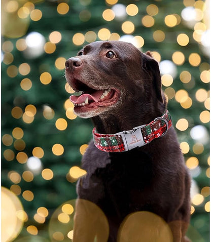 Lionheart glory Christmas Plaid Dog Collar, Dogs Collar Adjustable Soft and Comfortable Dog Collars for Medium Dogs Girl or Boy Pet Gift Fall Collar Dog Collar