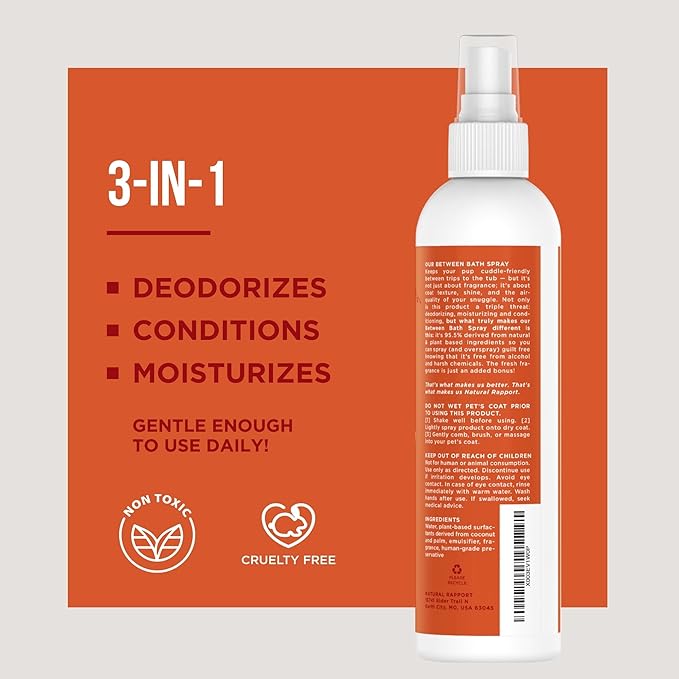 Natural Rapport Dog Cologne - Spiced Apple & Pumpkin Scent - The Only Between Bath Spray Dogs Need - Convenient, Dog Deodorant Spray and Pet Odor Eliminator Perfume (8 fl oz.)