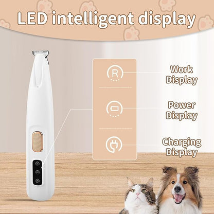 Upgraded Electric Dog Paw Trimmer, Paw Trimmers for Dog's Feet, Rechargeable Pet Shaver with LED Light, Low Noise Pet Hair Clippers for Paws Eyes Ears Face Rump