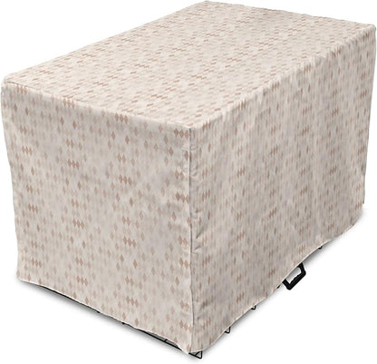 Lunarable Cream Dog Crate Cover, Geometrical Design Soft Colored Diamond Line Harlequin Background Pattern Classic Image, Easy to Use Pet Kennel Cover for Medium Large Dogs, 42 Inch, Tan