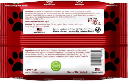 PawsFurUs® All-Natural Pet Wipes for Dogs & Cats - Doctor-Formulated for Total Pet Care with Antifungal & Antibacterial Protection, pH Balancing, Moisturizing, Deodorizing & Fast Itch Relief - 72ct.