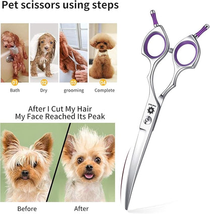Grooming Pet Shear, 6.5 Inch Downword Curved Scissors, Curved Shears for Cat Shears and Small Dog Shears Or Any Breed Trimming Cuts, Design for Professional Pet Groomer