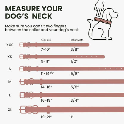 BRONZEDOG Rolled Leather Dog Collar with QR ID Tag Adjustable Soft Round Collars for Small Medium Large Dogs Puppy Cat (9" - 11" Neck Size, Blush)