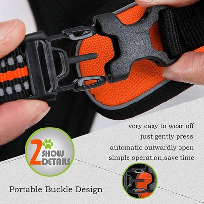 Reflective Nylon No-Pull Dog Harness and Training Leash Set Padded Durable Adjustable(XS, Orange Set)