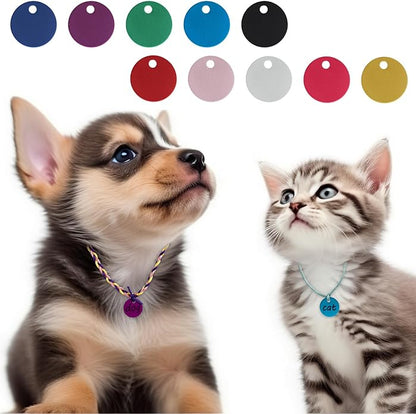 Framendino, Pet ID Tag Colorful Blank Round Double Sided Pets ID Tag Name Phone Number ID Tags Aluminum Charms