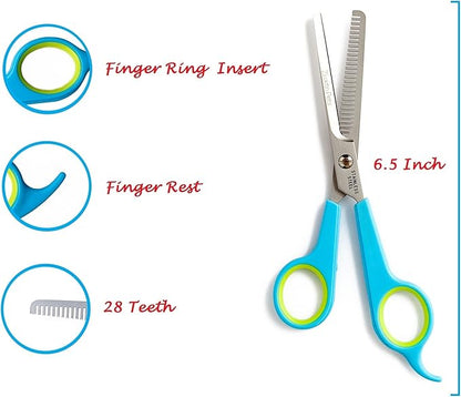 Premium Quality Grooming Scissors Set for Dog and Cats (2 Piece Set Incudes Cutting Shear and Thinning Shear 6.5 inch) with Rounded tips