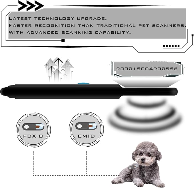 Smoostart Microchip Scanner, 1000 Records Increased Huge Data Storage Upload to PC, Scanning Distance and Speed Increase, Only Compatible with FDX-B/EMID (15/10) Digits Microchips
