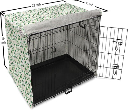 Lunarable Jasmine Dog Crate Cover, Gardenia Simplistic Romantic Flowers Continuous Pattern, Easy to Use Pet Kennel Cover for Small Dogs Puppies Kittens, 22 Inch, Fern Green Pastel Yellow