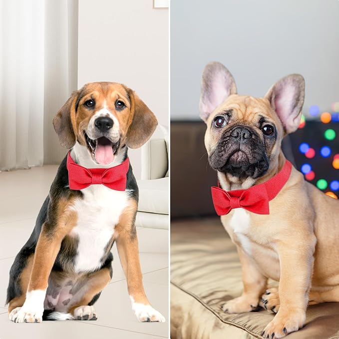 Segarty Dog Bow Ties for Small Medium Dogs, Adjustable Red Bowtie Collar, Durable Cat Neck Tie Tuxedo Comfortable Cotton Girl Pets Grooming Accessories for Formal Wedding Holiday Birthday Valentines