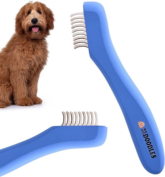 We Love Doodles Dematting Comb for Dogs - Dog Hair Mat Remover, Detangler Comb & Deshedding Tool, Removes Tangles, Knots, & Loose Hair, Metal Comb, Ergonomic Handle (9 Blade)