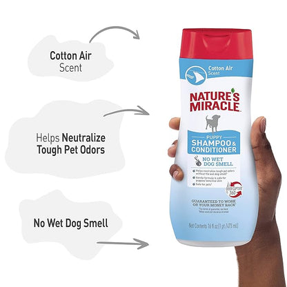 Nature's Miracle Puppy Shampoo & Conditioner, 16 Oz, Cotton Breeze Scent
