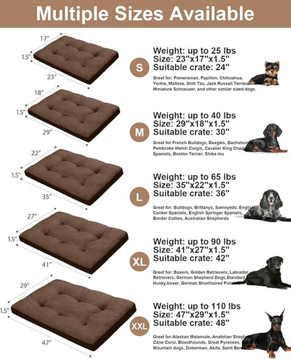 Dog Crate Bed for X Large Size Dogs,XL Washable Dog Kennel Pad Ultra Soft Pet Sleeping Mat for Cages,Anti-Slip Bottom,41x27 inch,Brown