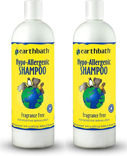 earthbath, Hypoallergenic Dog Shampoo - Fragrance Free Dog Shampoo for Allergies and Itching, Made in USA, Cruelty Free Dog Wash, Gentle Puppy Shampoo, Soothing Cat Shampoo - 16 Oz (2 Pack)
