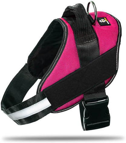 Non Pull Dog Harness with Patch Panels and Handle, Adjustable, Reflective, No Choke, Heavy Duty Easy On Service Dog Vest Harnesses for Medium Large Small Sized Dogs - Rose Red, L
