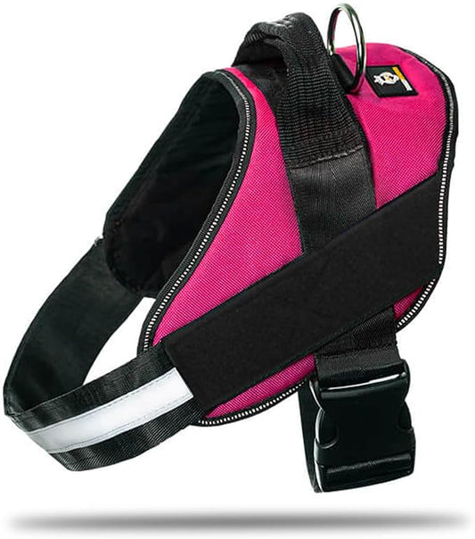 Non Pull Dog Harness with Patch Panels and Handle, Adjustable, Reflective, No Choke, Heavy Duty Easy On Service Dog Vest Harnesses for Medium Large Small Sized Dogs - Rose Red, L