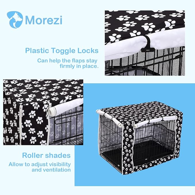 Dog Crate Cover Kennel Dogs Covers fits Small Medium Large crates cage Heavy Nylon Waterproof soundproof Indoor Outdoor - Cover only - Black paw - 36 inch