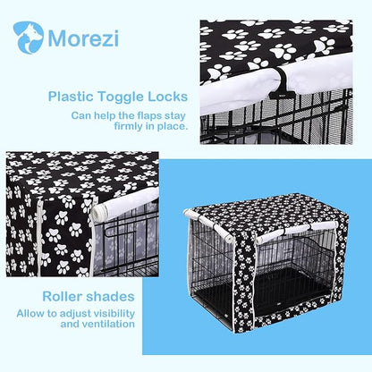 Dog Crate Cover Kennel Dogs Covers fits Small Medium Large crates cage Heavy Nylon Waterproof soundproof Indoor Outdoor - Cover only - Black paw - 36 inch