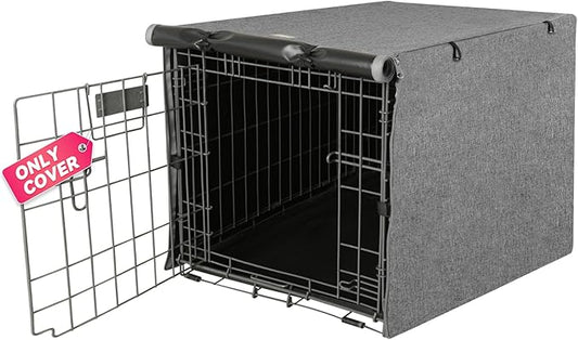Dog Crate Cover - Kennel Covers Fit for 48 Inch Dogs Crate, Double Door Polyester for Wire Puppy Cage Indoor Outdoor Protection, Grey