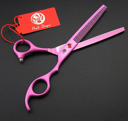 Purple Dragon 7.0 inch Pink 3PCS Pet Grooming Scissors Cat Dog Hair Cutting & Thinning Shears Set for Women Female Pet Groomer