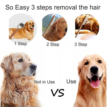Undercoat Rake for Dogs and Cats, Pet brush for Dematting Comb, Pet Grooming Combs For Long-Haired & Short-Hair, Removes Dander, Dirt, and Detangles,With Wooden Handle 3 pack.