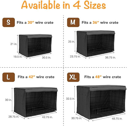 Friends Forever Metal Dog Crate Cover 42 inch, Wire Dog Kennel Cover w/Light Blocking Protective Curtain, Dog Cage Cover w/Roller Shades, Machine Washable, Trucker Black