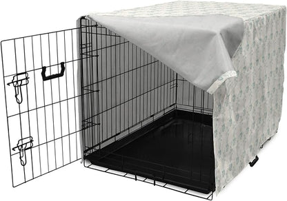Lunarable Drinks Dog Crate Cover, Soft Pattern of Hand Drawn Hot Tea Cups Sketched Beverages Design, Easy to Use Pet Kennel Cover for Cats & Medium Dogs, 30 Inch, Eggshell and Pale Teal