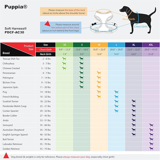 Puppia Soft Dog Harness, Navy, Large (PDCF-AC30-NY-L)