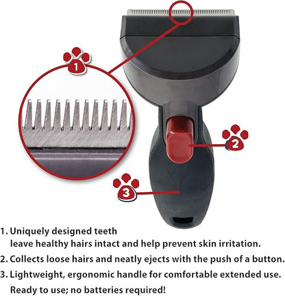 Penn-Plax ComfyGroom Deshedding Brush - for Dogs or Cats – Quick and Easy Grooming | Comfortable for Your pet and Easily Comb Out Excess pet Hair | Simple Push Button Disposable Makes Clean up a snap