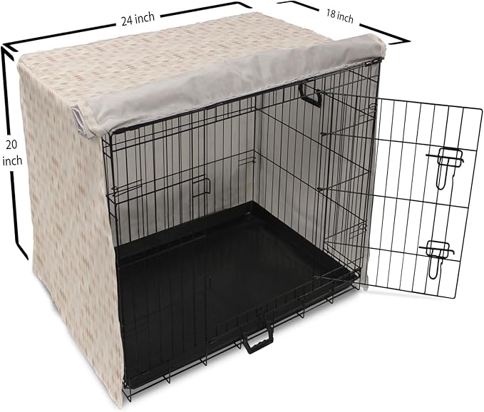 Lunarable Cream Dog Crate Cover, Geometrical Design Soft Colored Diamond Line Harlequin Background Pattern Classic Image, Easy to Use Pet Kennel Cover for Cats & Medium Dogs, 24 Inch, Tan