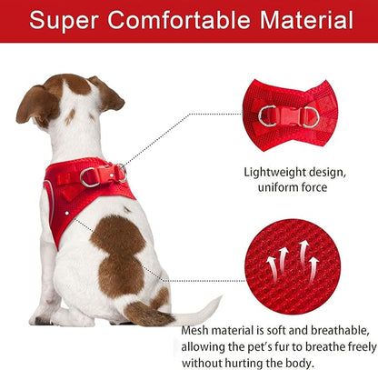 TwoEar Dog Vest Harness Reflective, No-Pull Pet Harness Easy Control with Breathable Mesh, Soft Puppy Step-in Harness No-Choke for Outdoor Walking, Training for Medium Dogs(M, Red)…