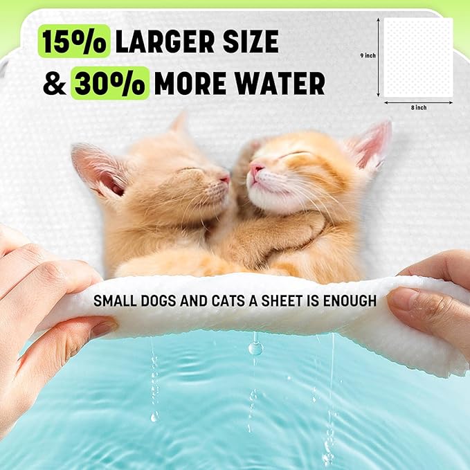 Dog Wipes for Paws and Butt, Plant-Based Large Pet Wipes for Dogs/Cats Hypoallergenic, 8X9 Inch Easy to Use Dog/Cat/Puppy Cleaning Grooming Wipes, Gentle, Degradable (200 Count,Unscented)