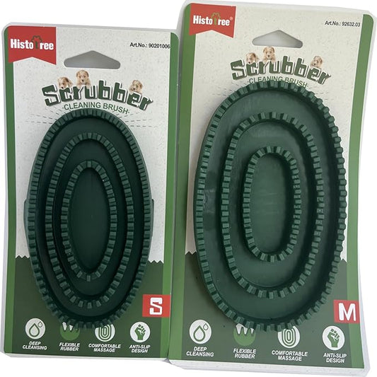 Pet Grooming Brush Set, 2 PCS, Rubber Massage Comb with Adjustable Handle for Dogs and Cats (Green＆Green)