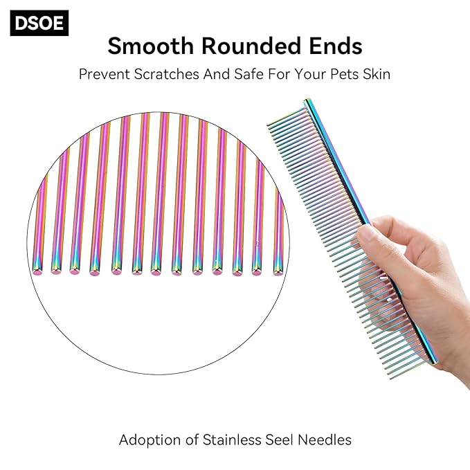 Metal Dog Comb for Removing Knots and Tangles, Cats with Long Hair