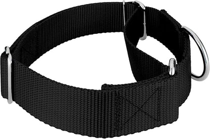 Country Brook Petz 1 1/2 Inch Martingale Heavy Duty Nylon Adjustable Dog Collar for Small, Medium, Large Breeds - Vibrant 17 Color Selection (Black, Large)