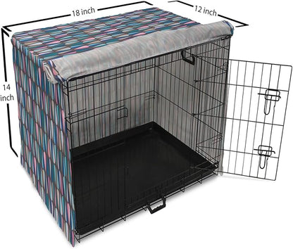 Ambesonne Mid Century Dog Crate Cover, Modern Style Retro Pattern Droplet Shapes Mosaic in Tones, Easy to Use Pet Kennel Cover for Small Dogs Puppies Kittens, 18 Inch, Taupe Blue