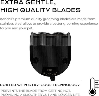Kenchii Professional Dog Clipper Blade Flash 5 Pet Hair Clipper - Detachable Stainless Steel Blades for Dog Grooming - Hair Clippers & Accessories Pet Shaving Blades. (KEFB5-SLD)
