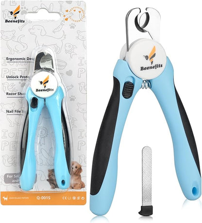 Small Dog Nail clippers with Sharp Stainless Steel Blade for Smooth Cutting, Ergonomic TPE Handle Special Baffle to Avoid Flying Nail Fragments, Hidden Nail File (Small)