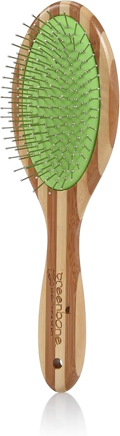 Pet Spa Metal Pin Brush - All-Natural Bamboo Pet Grooming Brush - Entirely Made from Sustainable Bamboo for Dogs & Cats